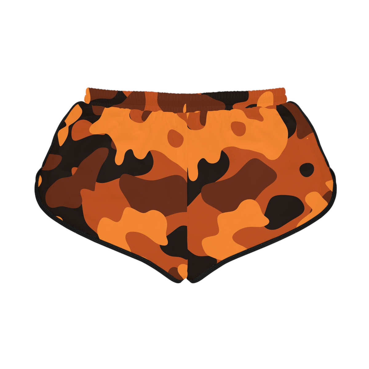 Women's Pumpkin Camo Relaxed Shorts — All-Over Print Running & Workout Shorts
