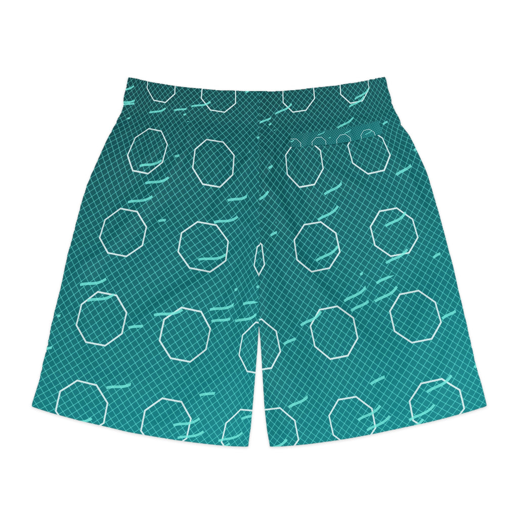Combat Sports Teal Wave Cage Mesh Men's Athletic Shorts with Pockets