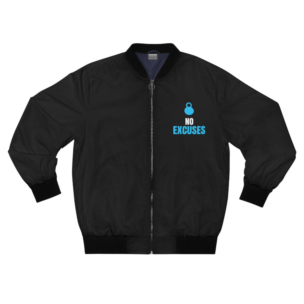 Men's No Excuses Bomber Jacket – Black Motivational Gym Jacket