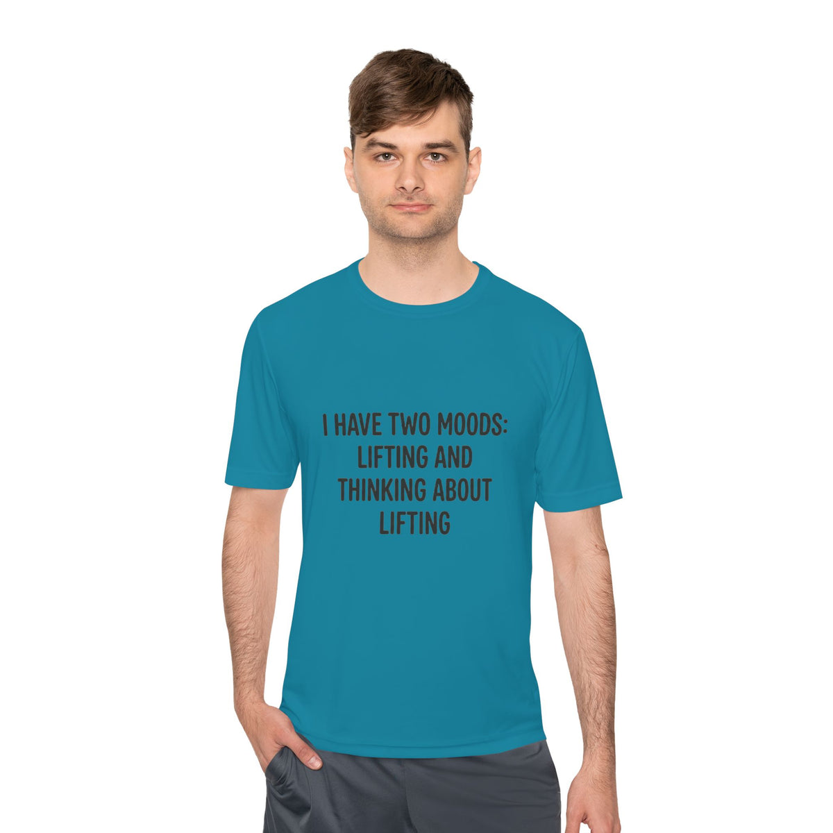 Lifting & Thinking About Lifting Tee — Workout Humor Moisture‑Wicking Shirt