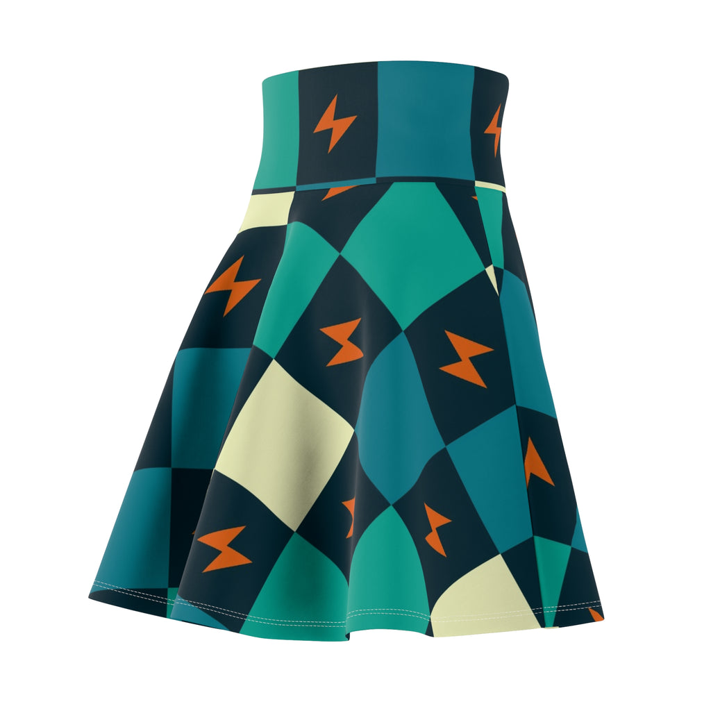Running Peacock Checker Drive Women's Athletic Skater Skirt