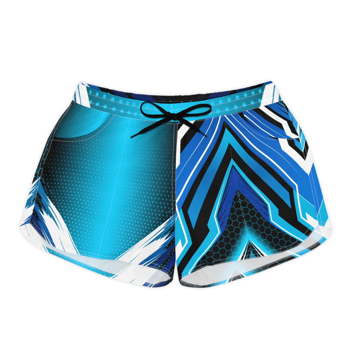 Women's Multipurpose Athletic Shorts with Pockets | Blue Geometric