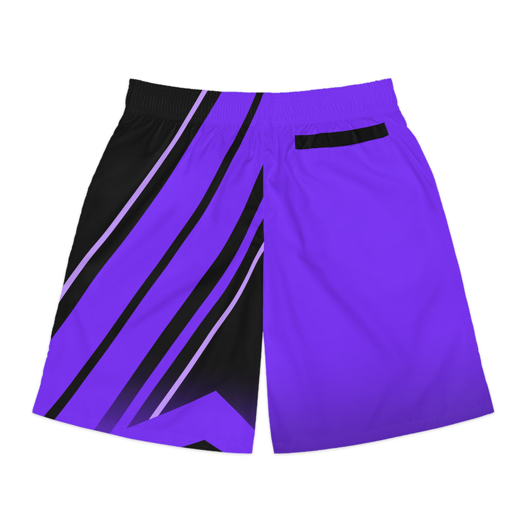 Men's Electric Purple & Black Running Jogger Shorts with Pockets — Athletic Performance