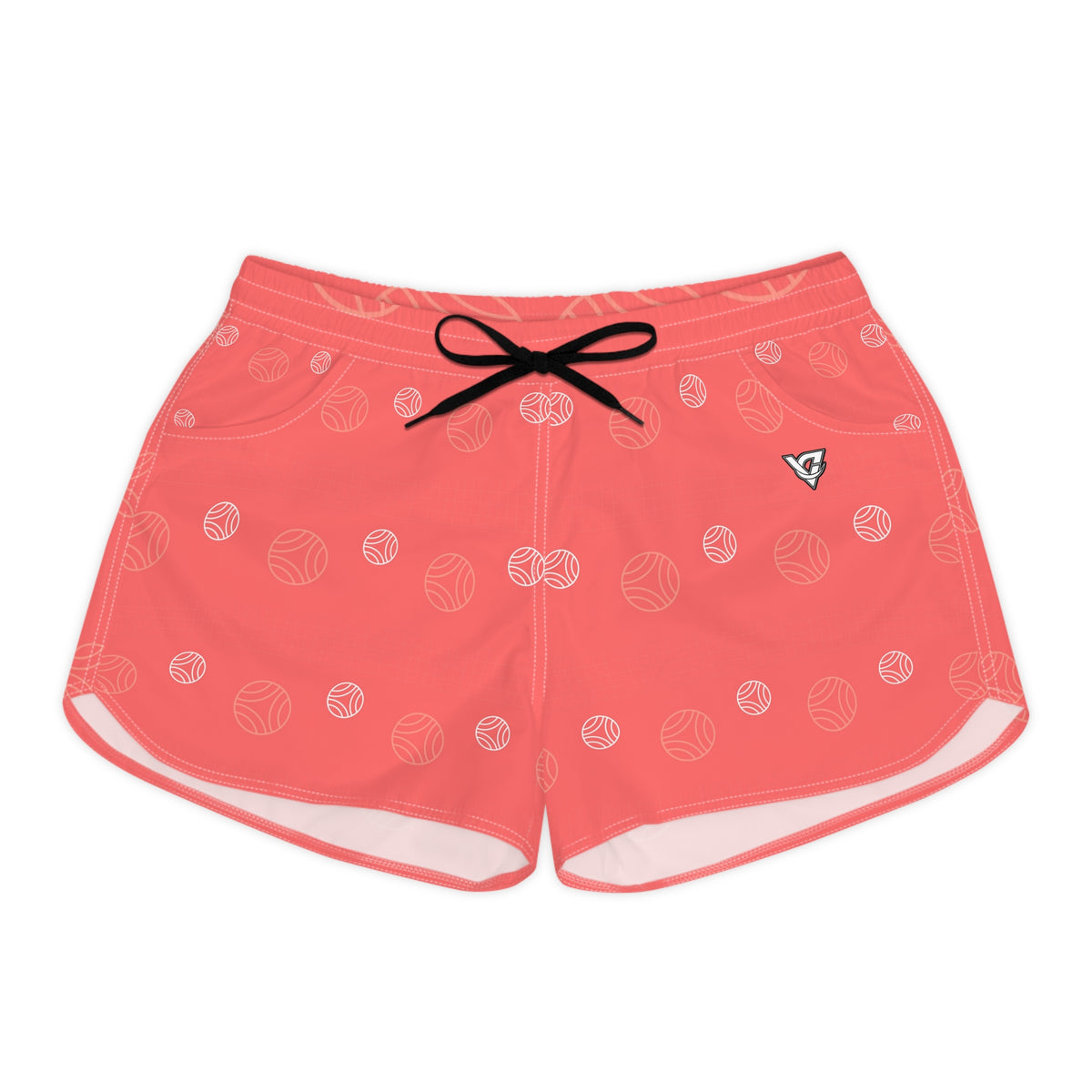Volleyball Hot Coral Spike Panel Women's Athletic Shorts with Pockets