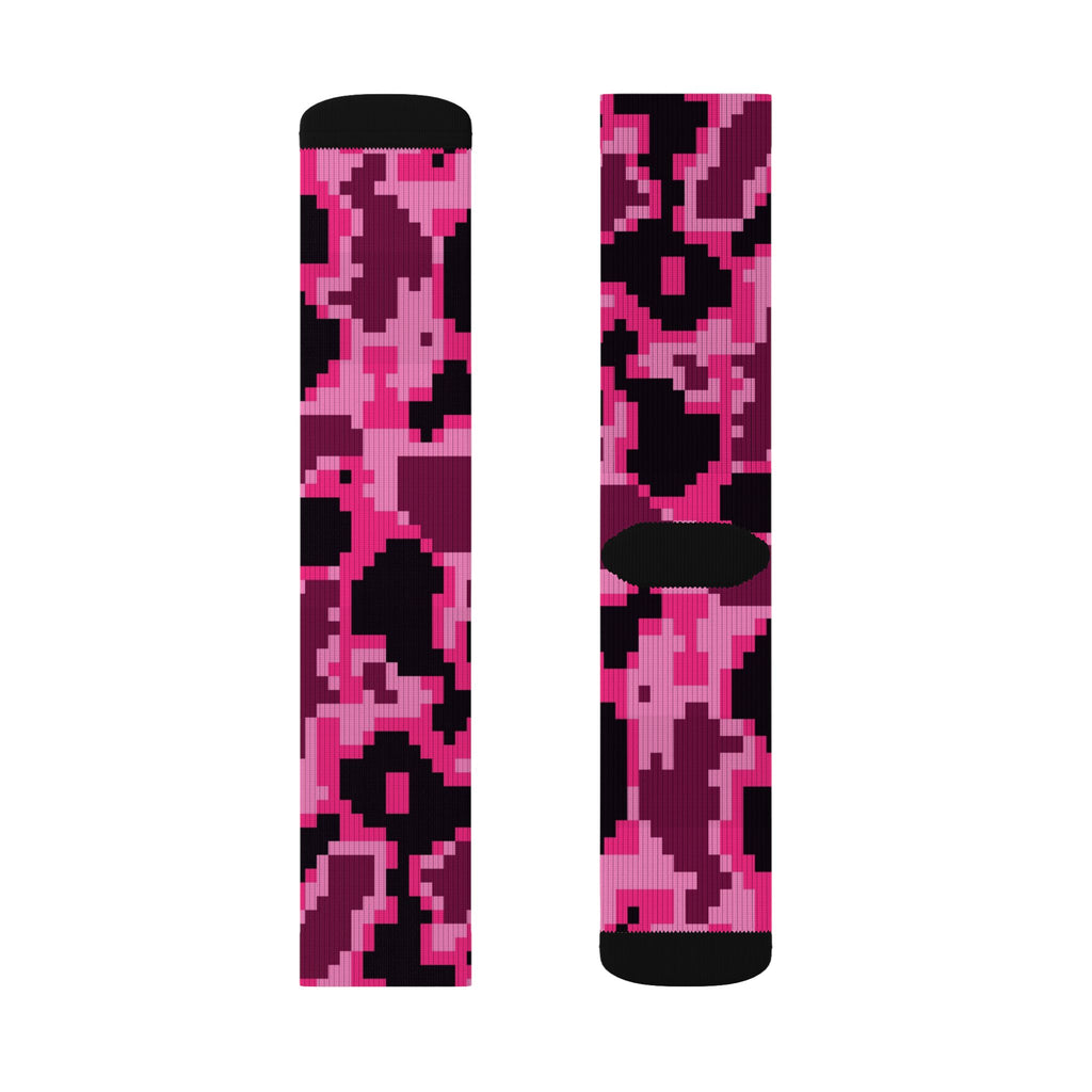 Hot Pink Digital Camo Athletic Crew Socks