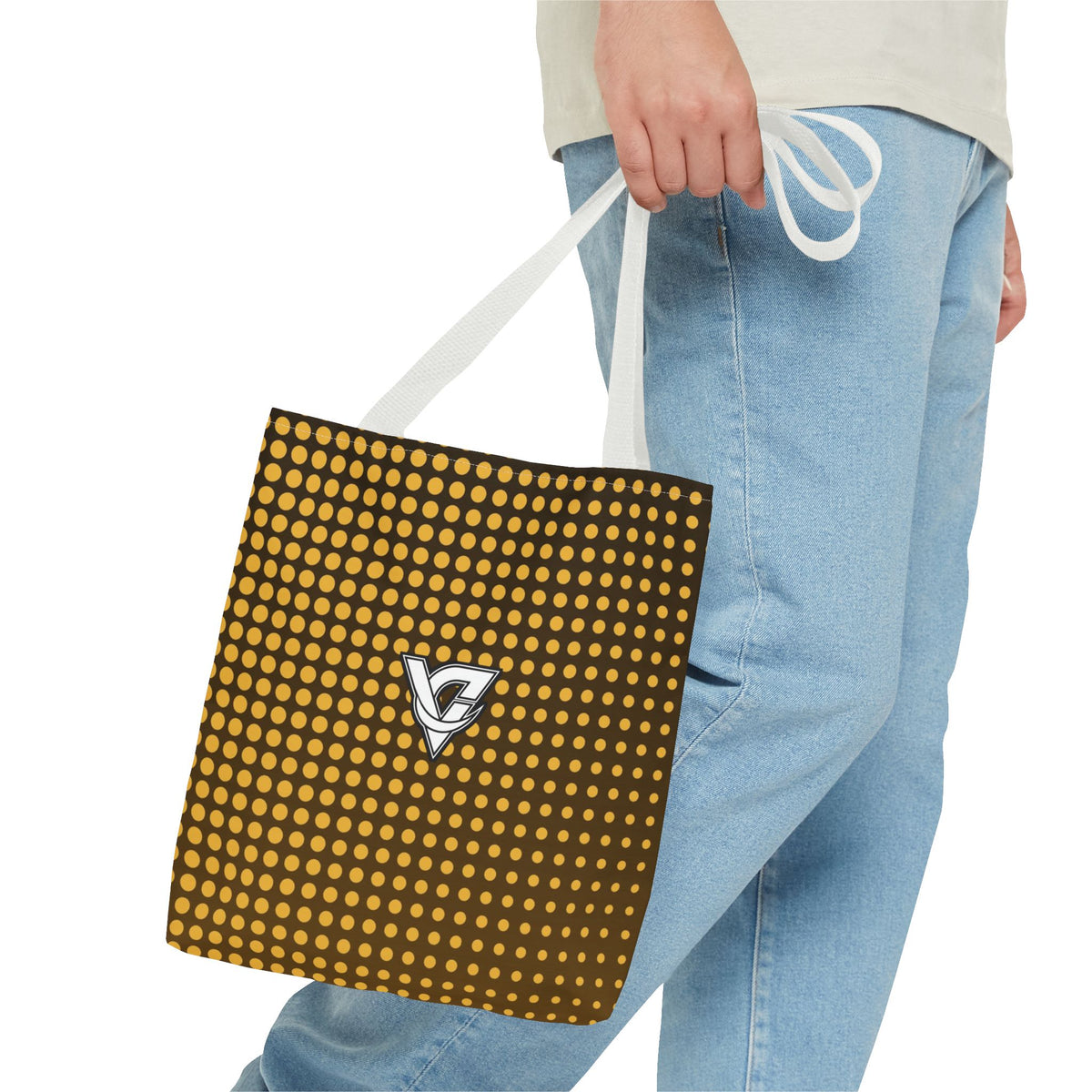 Harvest Gold Halftone Tote Bag — All-Over Print Gym & Everyday Tote