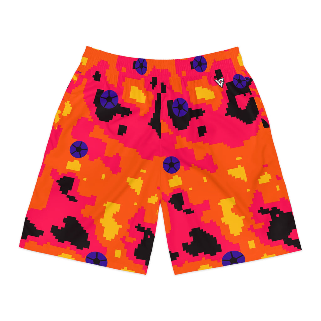 Soccer Hot Lava Pixel Camo Men's Athletic Shorts with Pockets