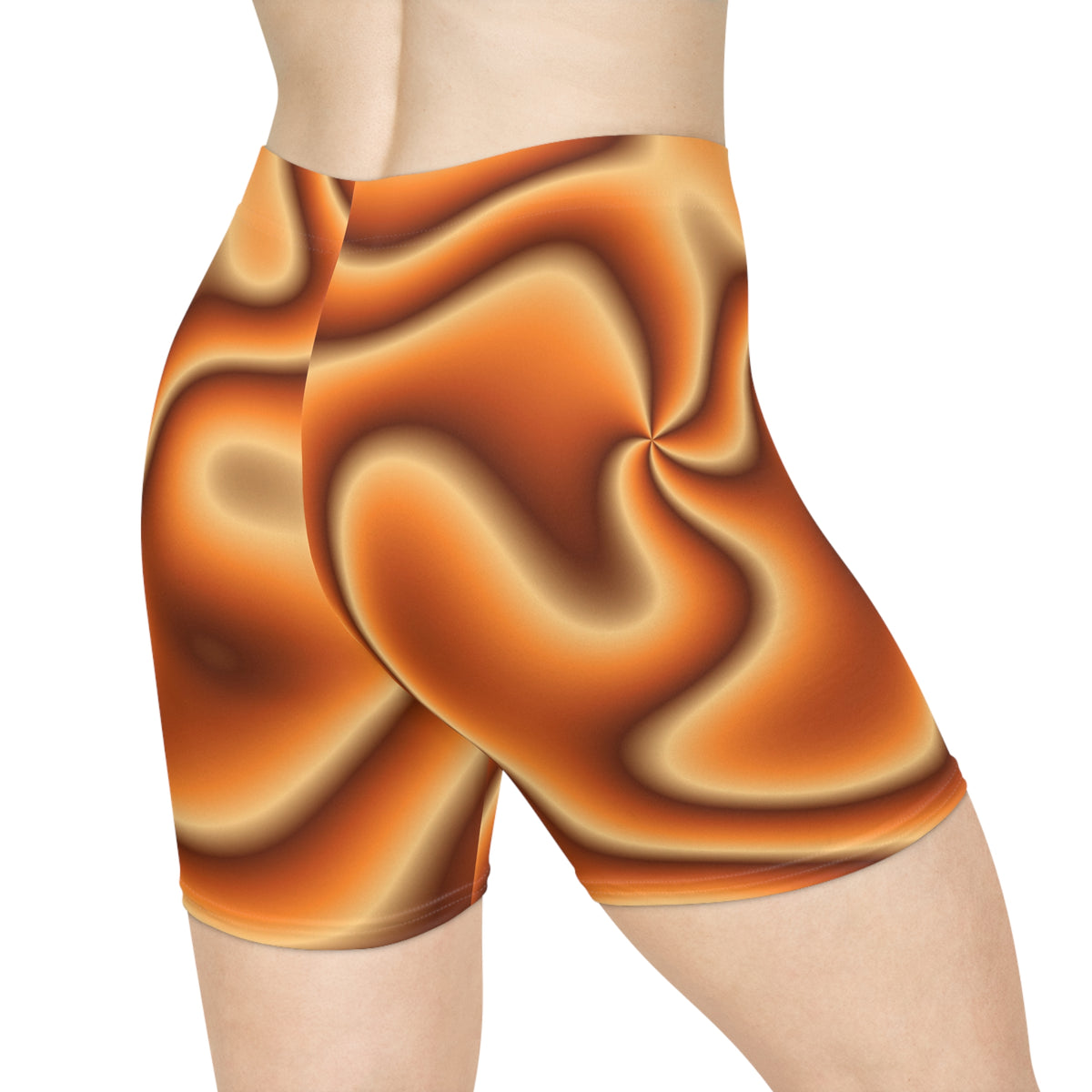 Pumpkin Tie-Dye Women's Biker Shorts — High-Waist Workout Shorts