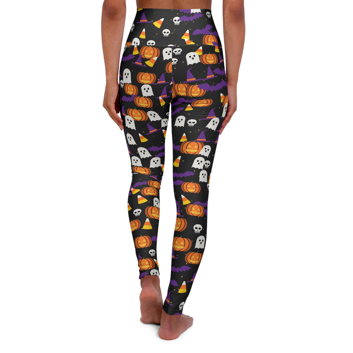 Halloween Midnight Pumpkin Spooky Mix High-Waisted Yoga Leggings (AOP)