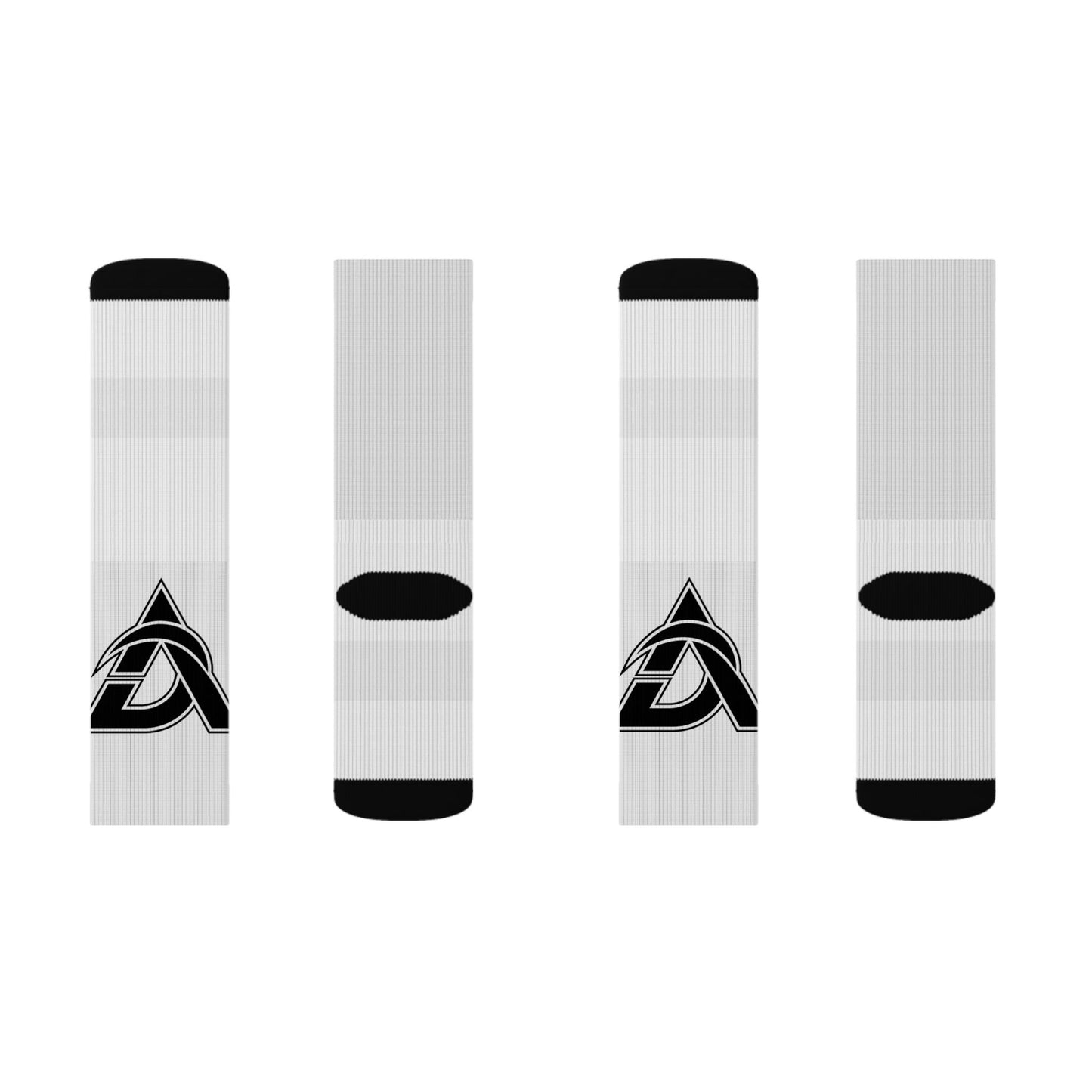 Custom Sublimation Crew Socks with Black Logo – Athletic Graphic Socks