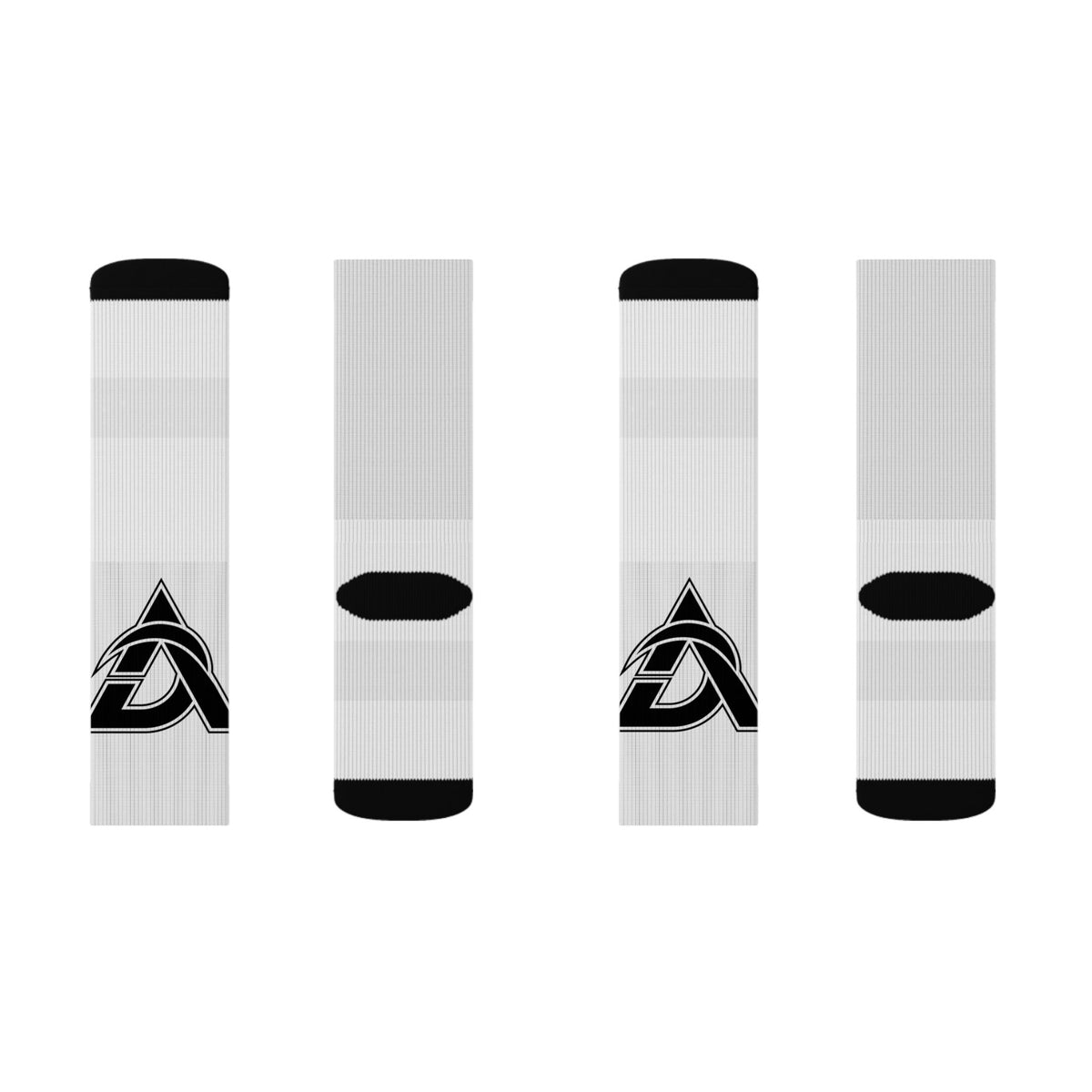 Custom Sublimation Crew Socks with Black Logo – Athletic Graphic Socks