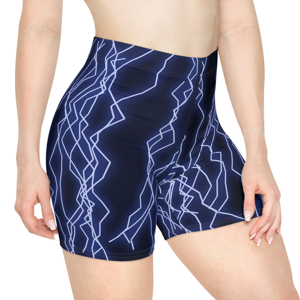 Midnight Lightning Women's Biker Shorts — High-Waist Workout Shorts