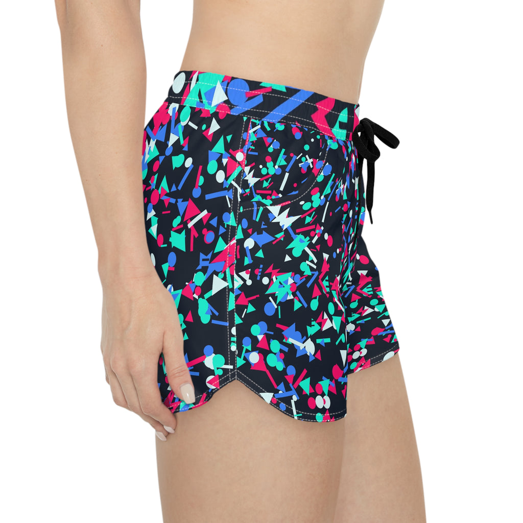 Running Arctic Neon Confetti Pop Women's Athletic Shorts with Pockets