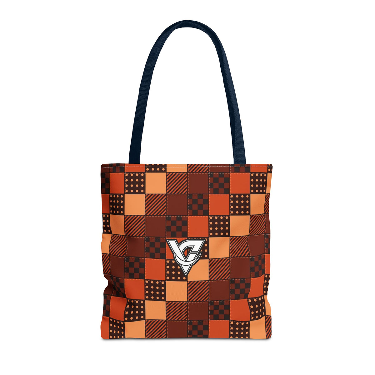 Rust Patchwork Tote Bag — All-Over Print Gym & Everyday Tote