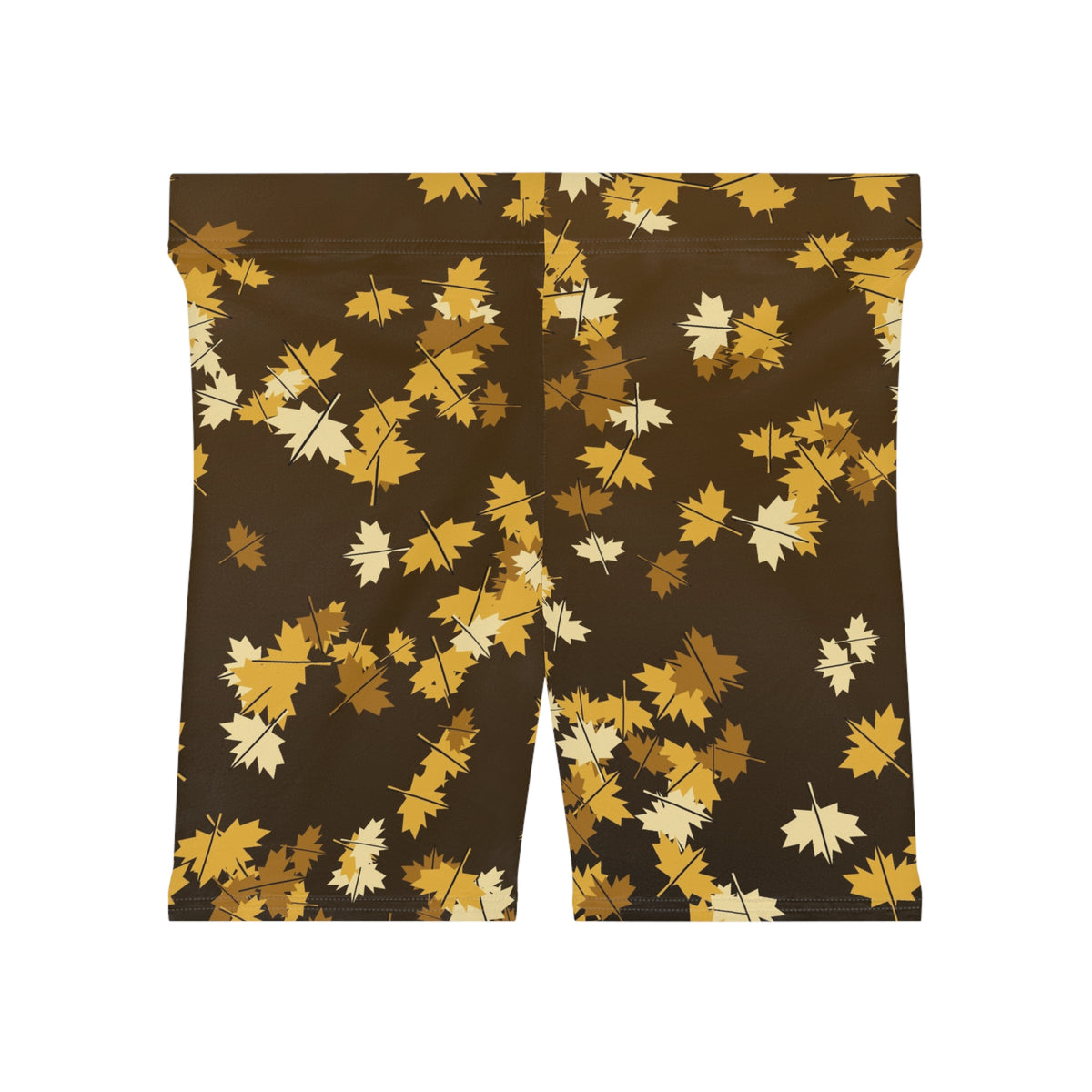 Harvest Gold Falling Leaves Women's Biker Shorts — High-Waist Workout Shorts