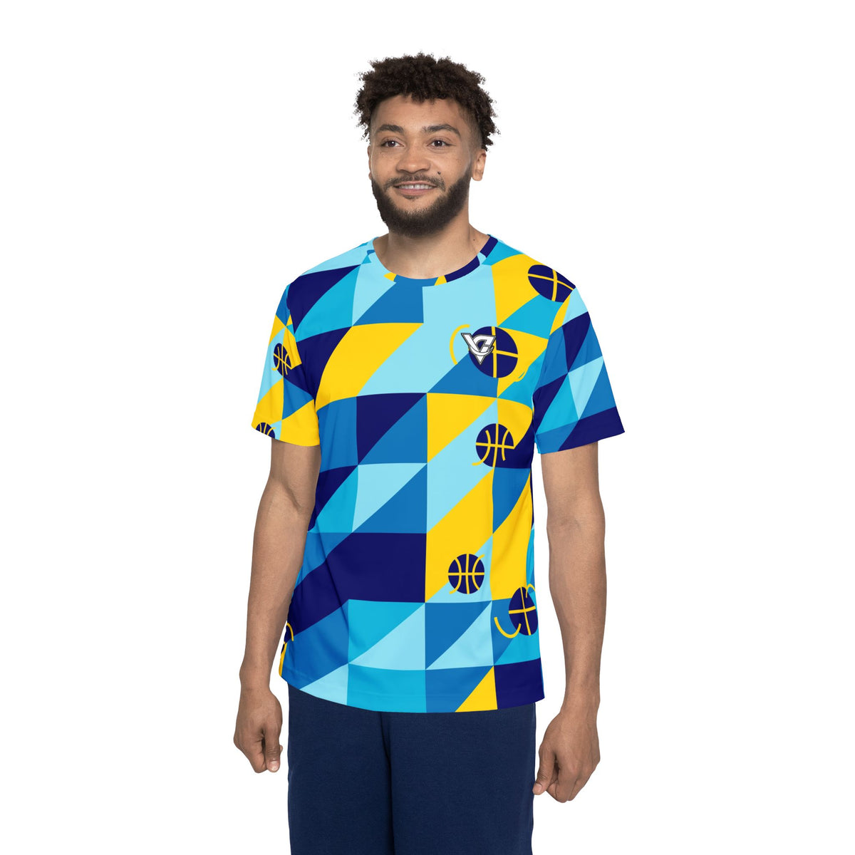 Basketball Cobalt Spark Prism Block Men's Sports Jersey