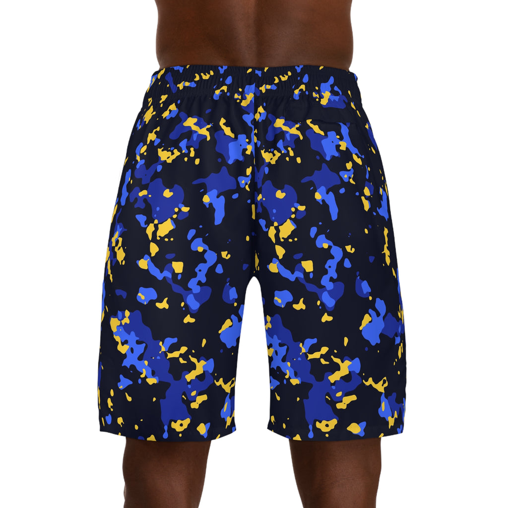 Men's Royal Splatter Performance Jogger Athletic Shorts with Pockets