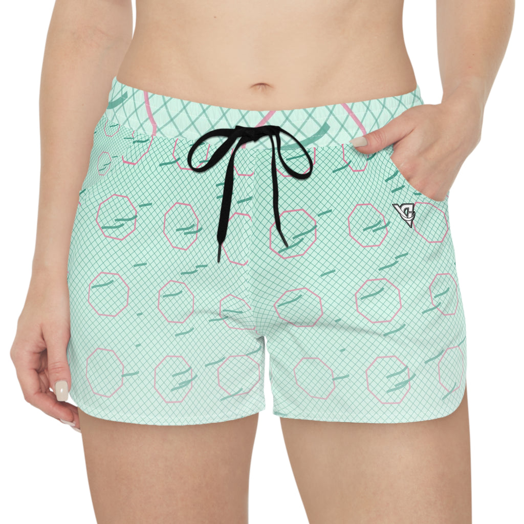 Combat Sports Mint Glow Cage Mesh Women's Athletic Shorts with Pockets