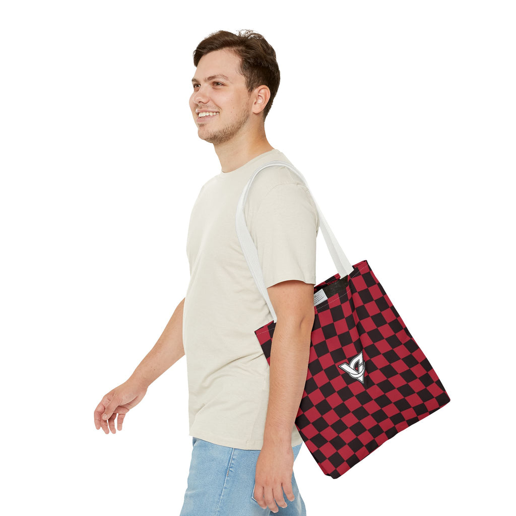 Spiced Wine Warp Check Tote Bag — All-Over Print Gym & Everyday Tote