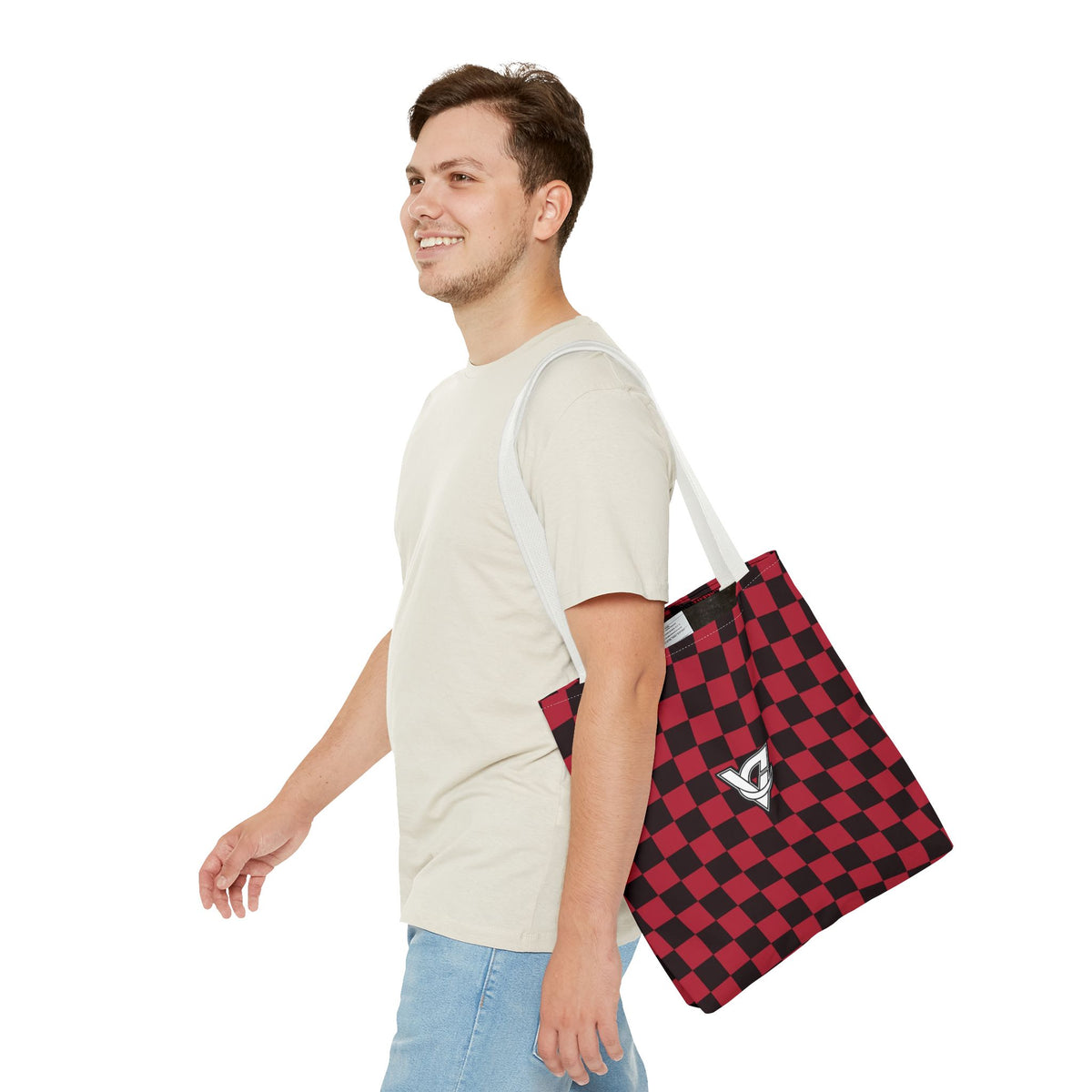Spiced Wine Warp Check Tote Bag — All-Over Print Gym & Everyday Tote