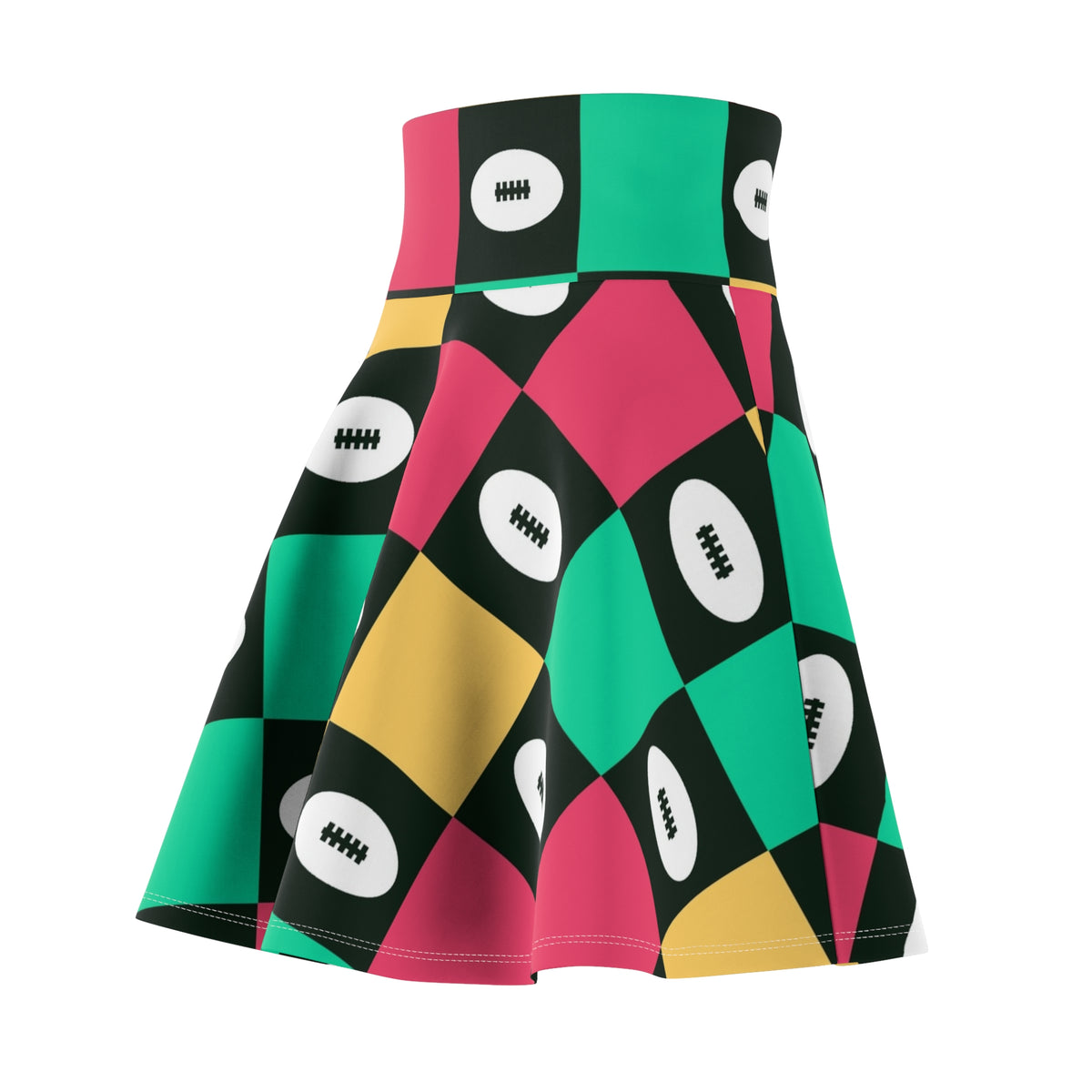 Football Watermelon Checker Drive Women's Athletic Skater Skirt