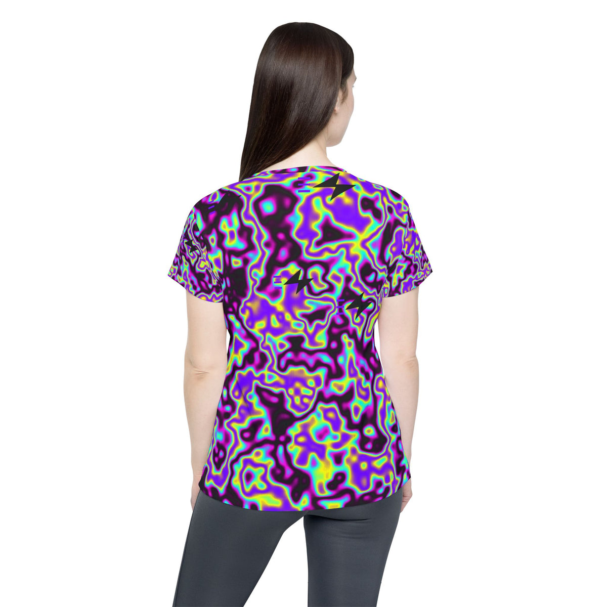 Running Midnight Neon Marble Flow Women's Sports Jersey