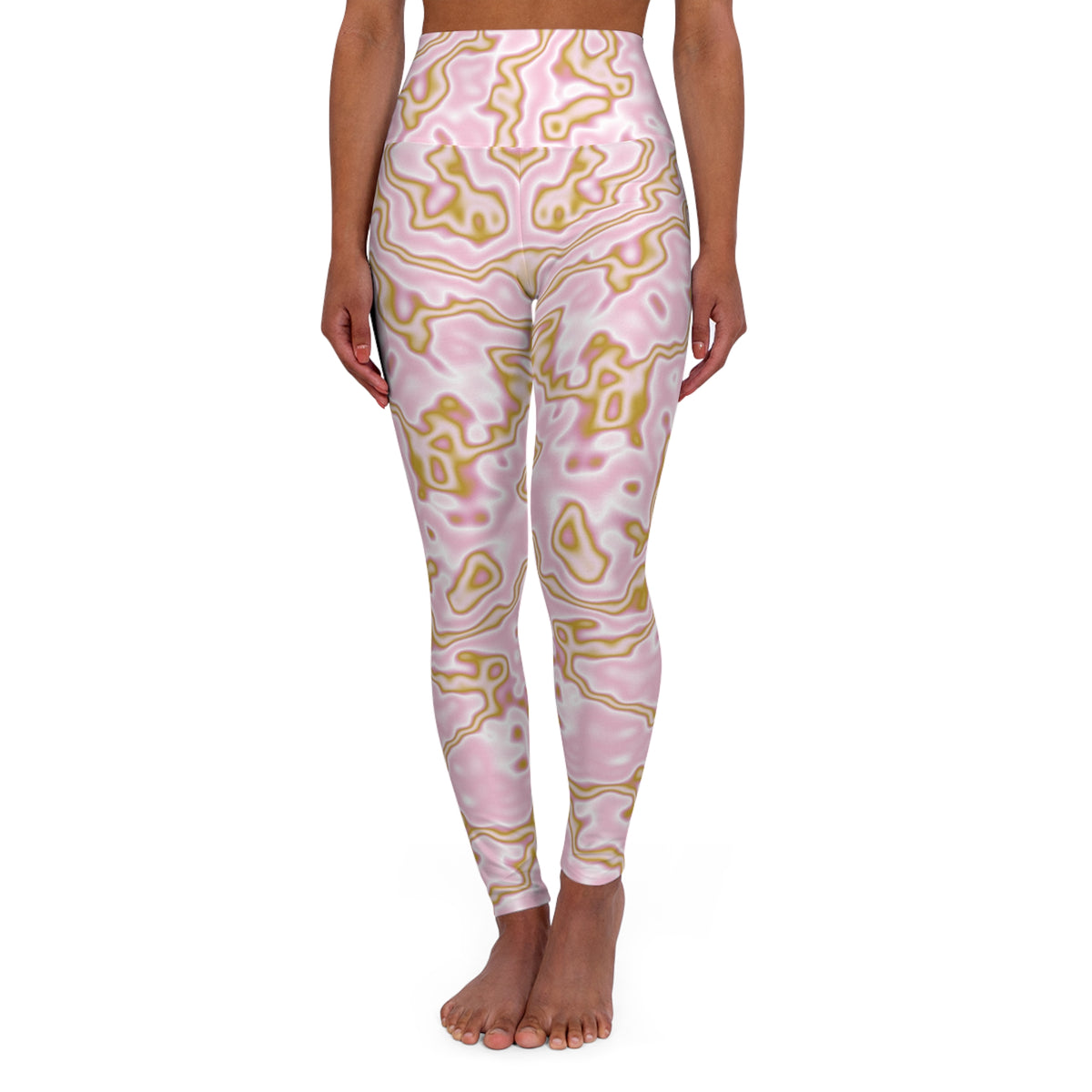 Rose Quartz Marble High-Waisted Yoga Leggings (AOP)