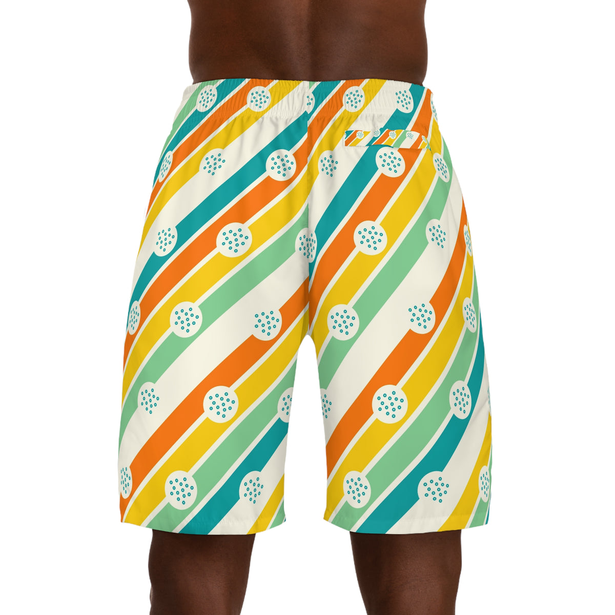Golf Citrus Pop Stripe Surge Men's Athletic Shorts with Pockets