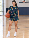 Basketball Coral Reef Bolt Strike Women's Athletic Shorts with Pockets - front view