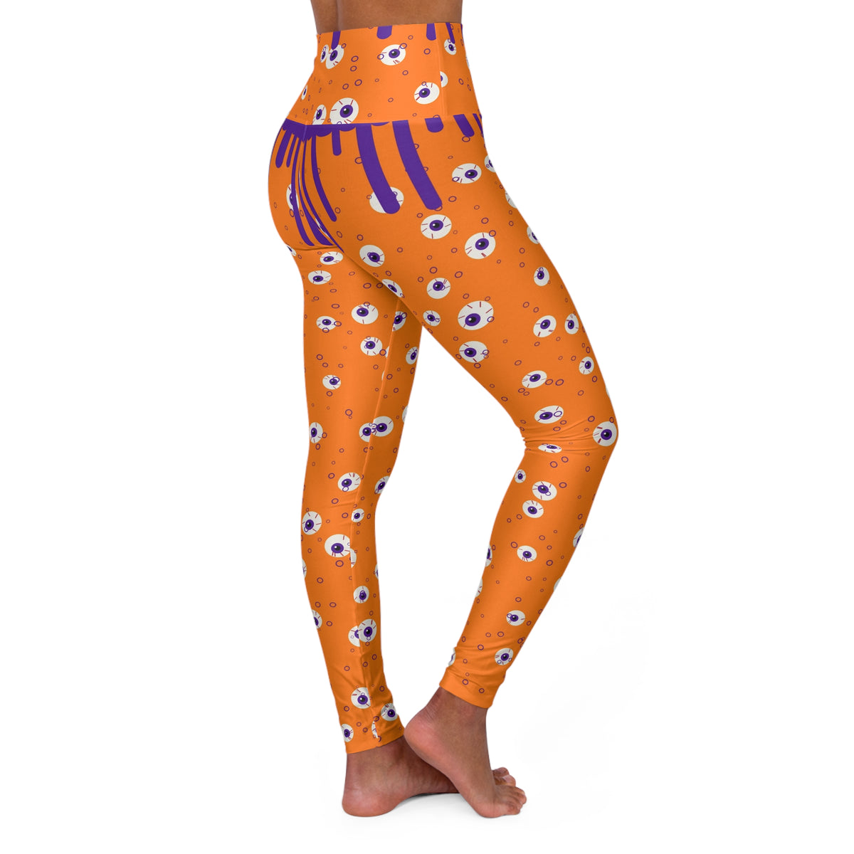 Halloween Pumpkin Orange Slime Drip High-Waisted Yoga Leggings (AOP)