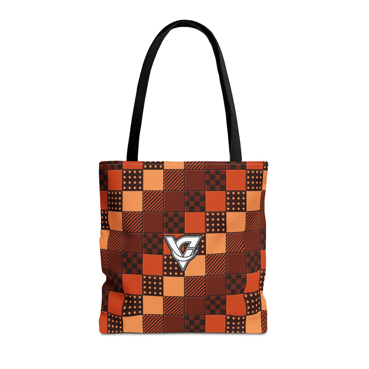 Rust Patchwork Tote Bag — All-Over Print Gym & Everyday Tote