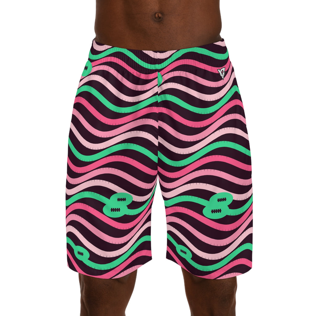 Football Flamingo Fizz Wave Rider Men's Athletic Shorts with Pockets