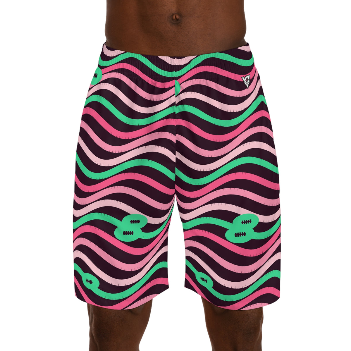 Football Flamingo Fizz Wave Rider Men's Athletic Shorts with Pockets