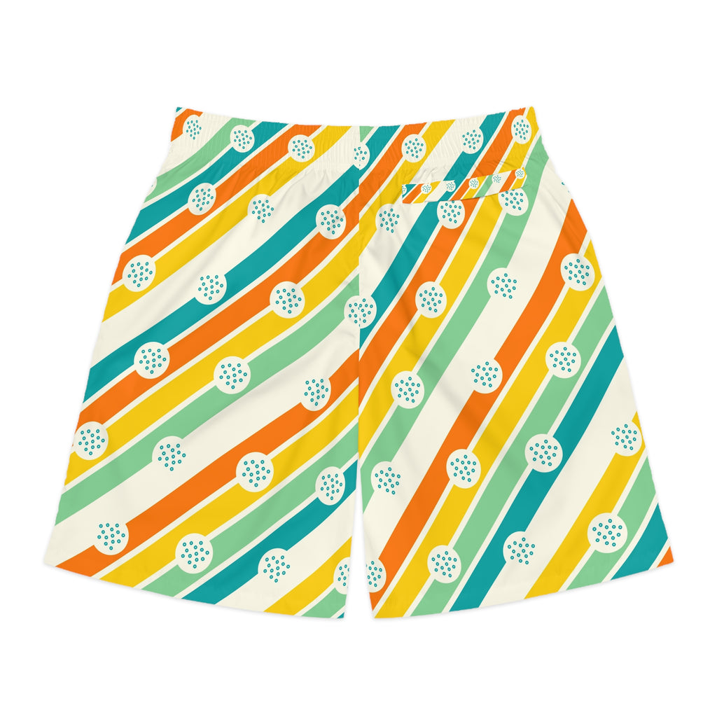 Golf Citrus Pop Stripe Surge Men's Athletic Shorts with Pockets