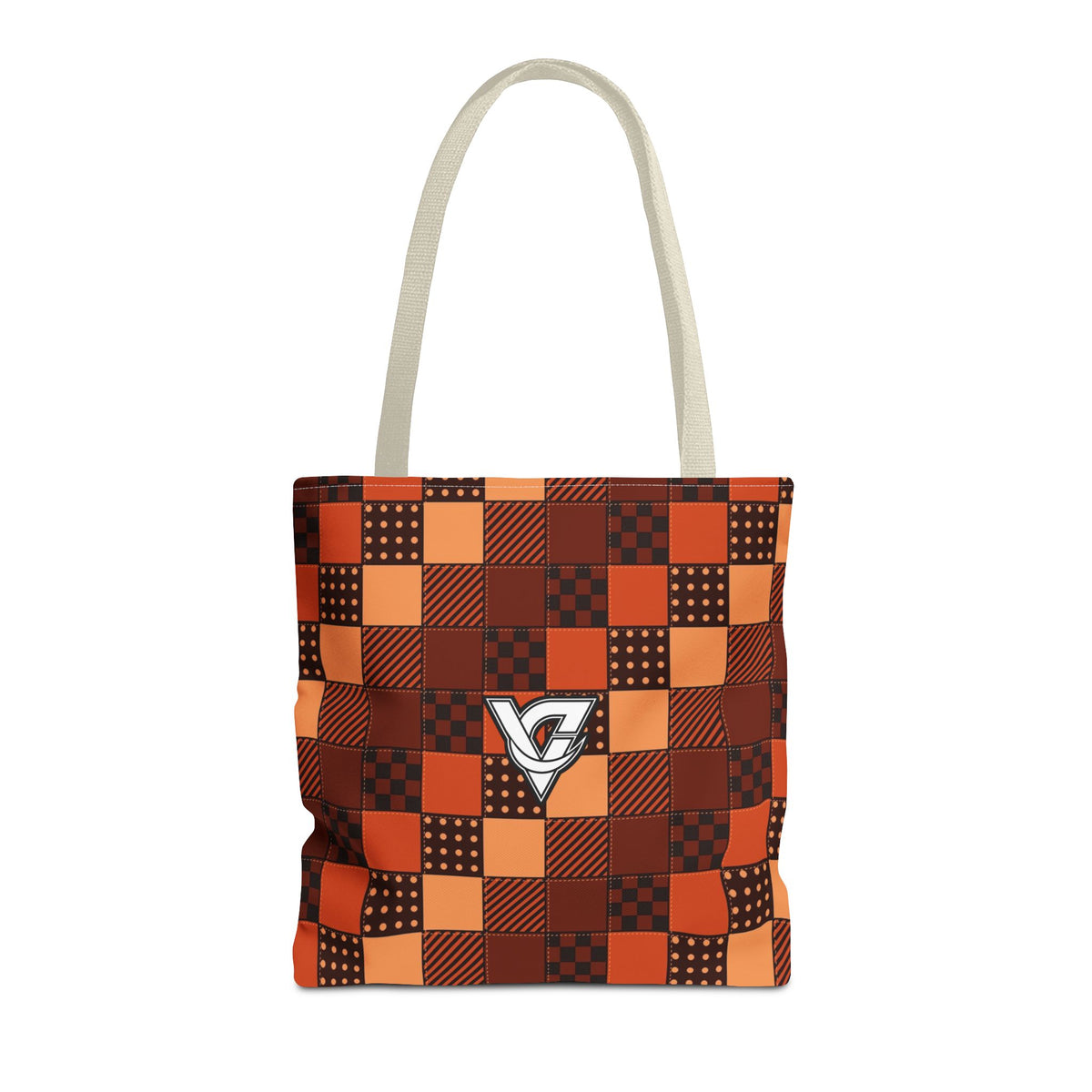 Rust Patchwork Tote Bag — All-Over Print Gym & Everyday Tote
