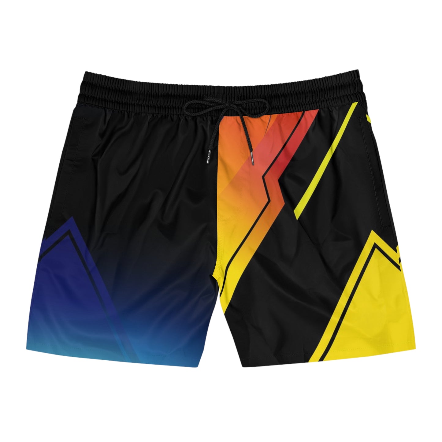 Men's Athletic Board Shorts Retro Gradient Lightning Graphic — No Pockets