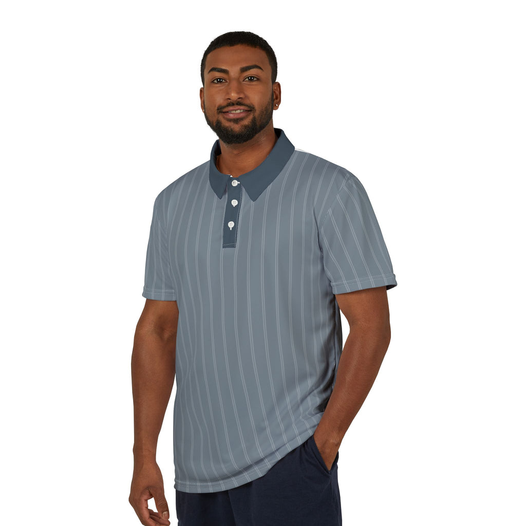 Classic Slate Pinstripe Polo Shirt