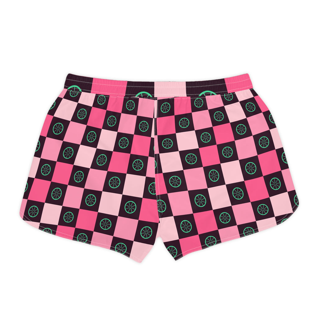 Cycling Flamingo Fizz Checker Drive Women's Athletic Shorts with Pockets