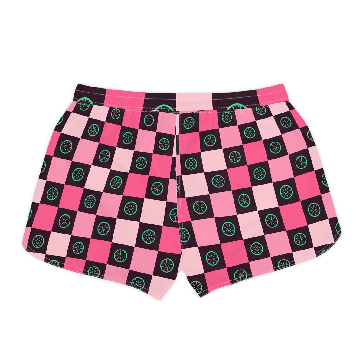 Cycling Flamingo Fizz Checker Drive Women's Athletic Shorts with Pockets