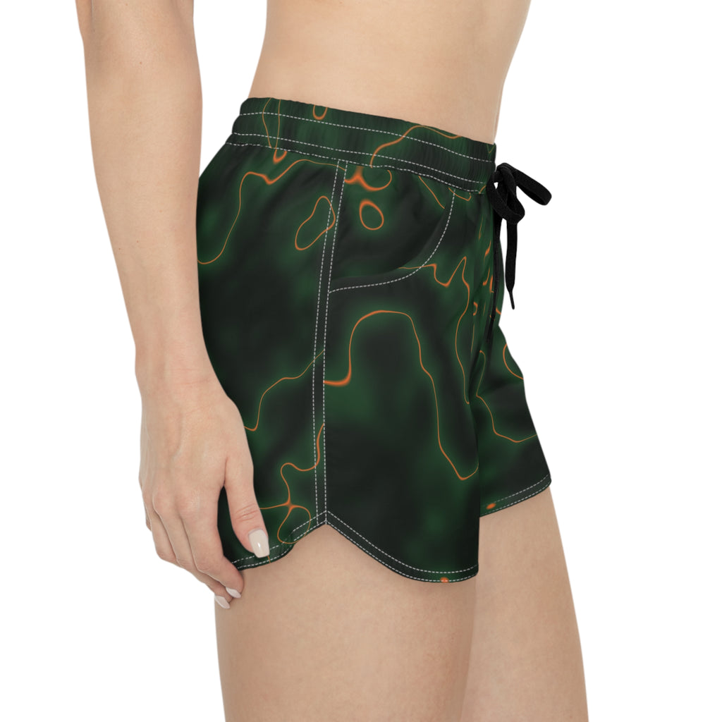 Women's Multipurpose Athletic Shorts with Pockets | Evergreen Ember Marble