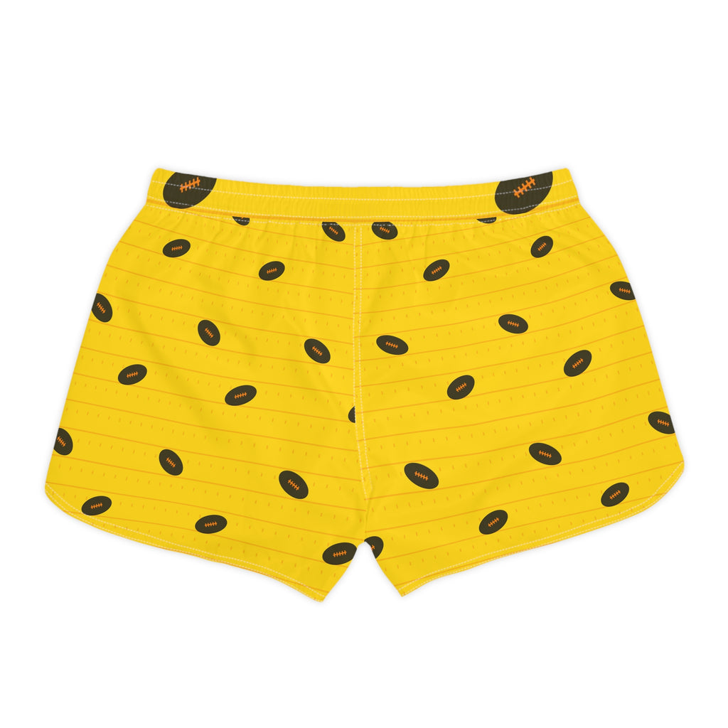 Football Neon Citrus Gridiron Women's Athletic Shorts with Pockets
