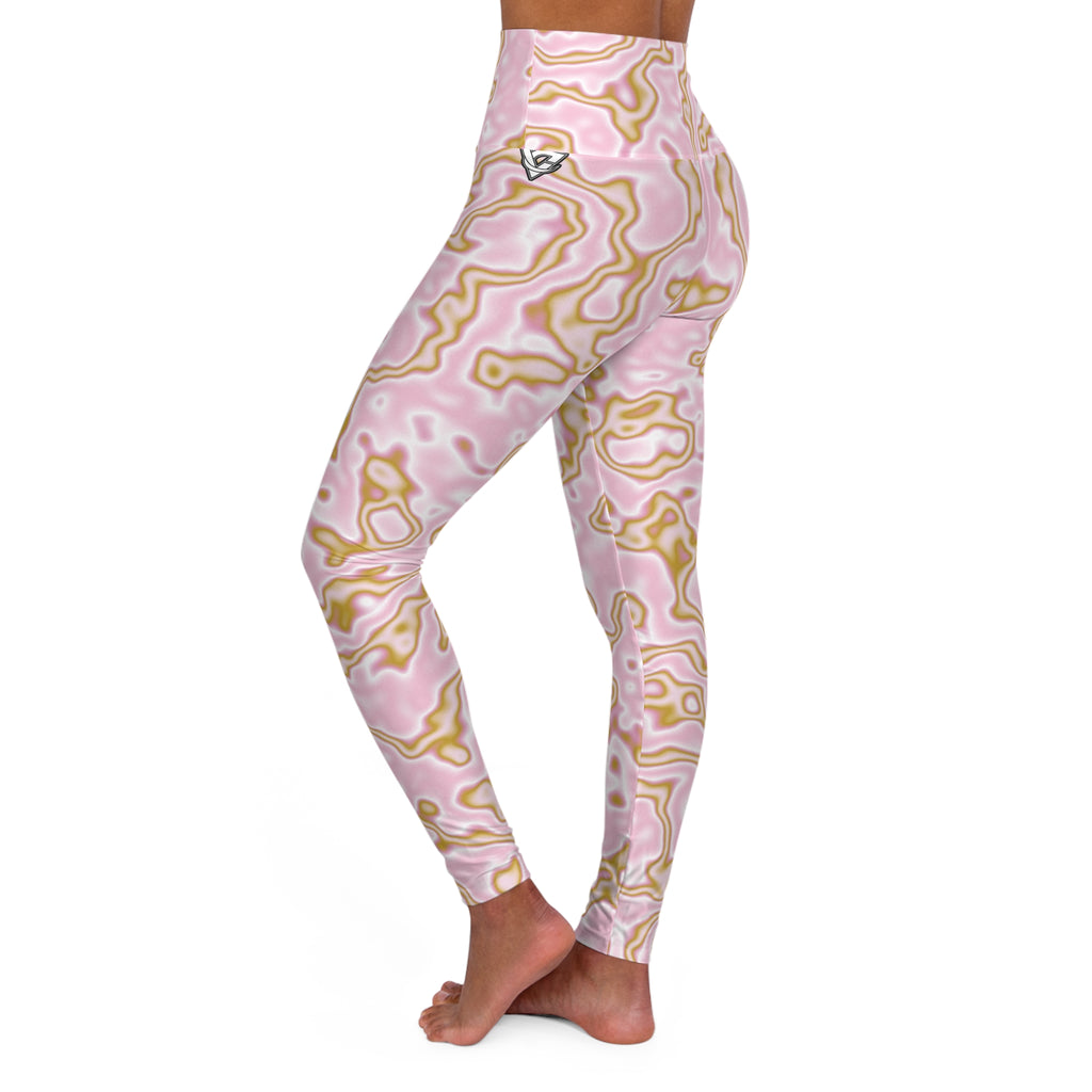Rose Quartz Marble High-Waisted Yoga Leggings (AOP)