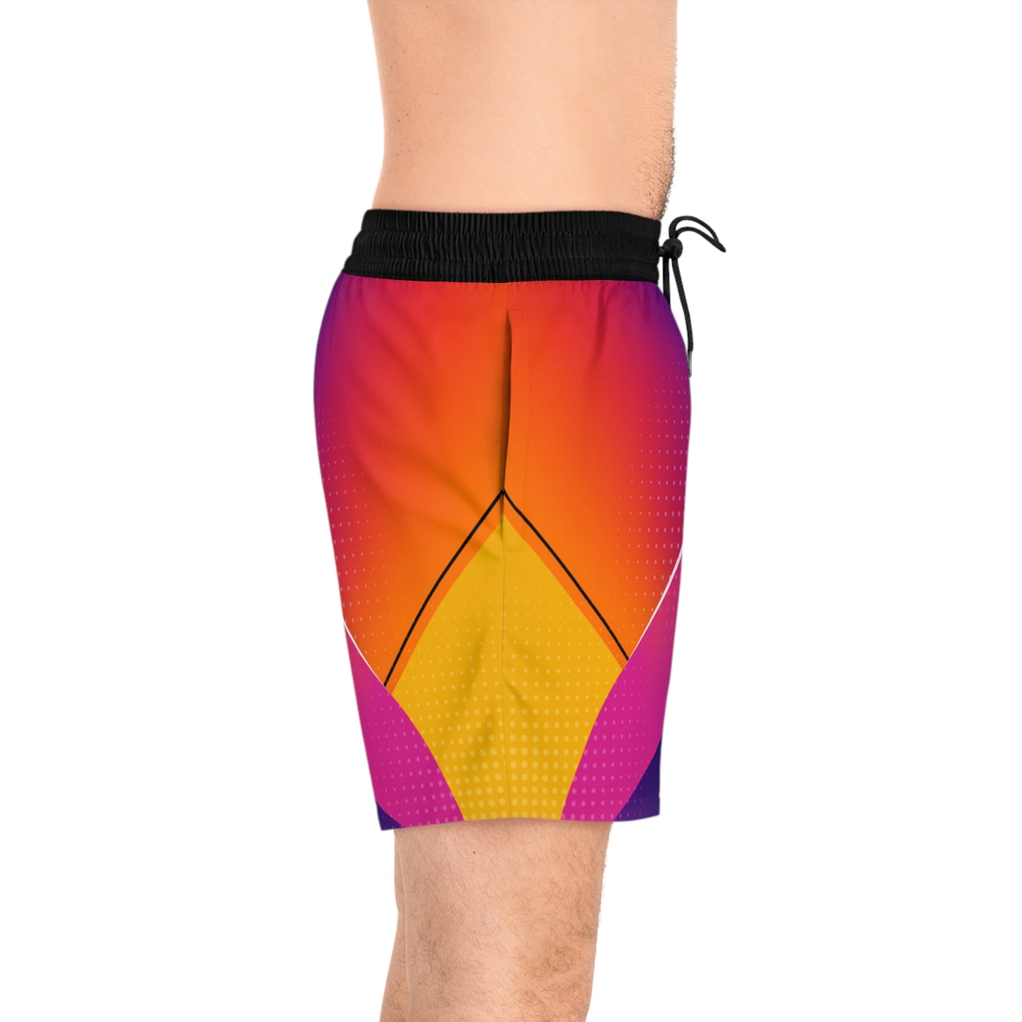 Men's Abstract Neon Athletic Jogger Shorts Colorful Geometric AOP - No Pockets
