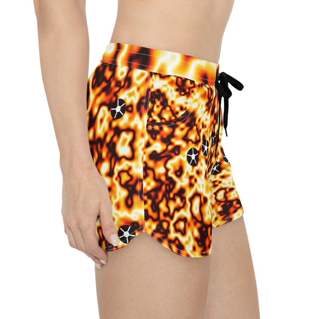 Soccer Solar Flare Marble Flow Women's Athletic Shorts with Pockets
