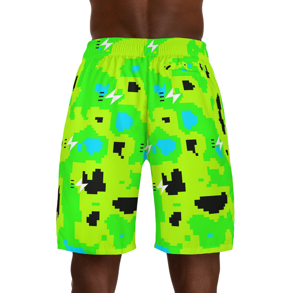 Running Lime Riot Pixel Camo Men's Athletic Shorts with Pockets