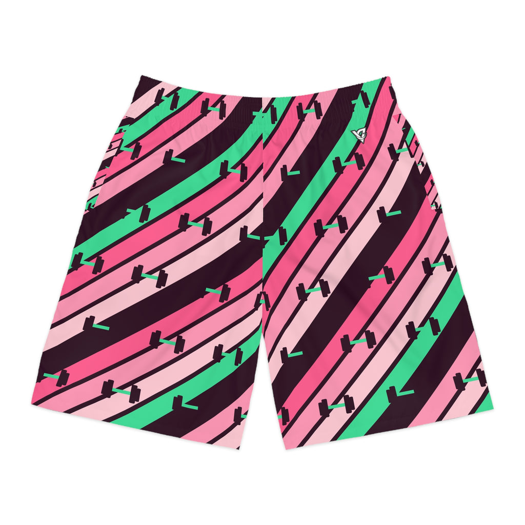 Training & Gym Flamingo Fizz Stripe Surge Men's Athletic Shorts with Pockets