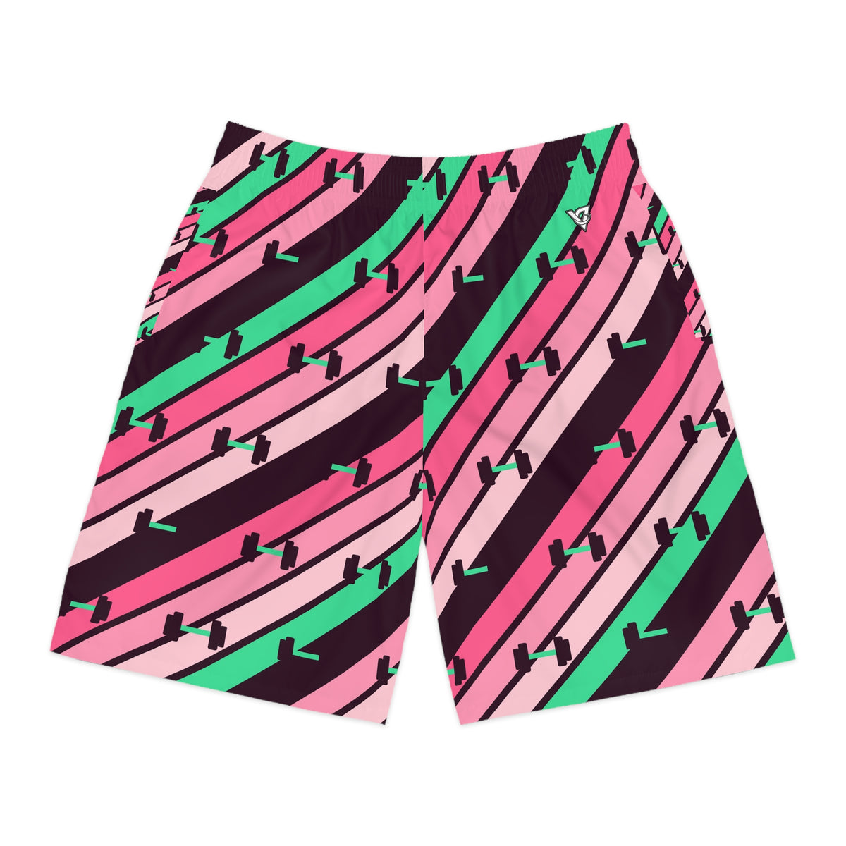 Training & Gym Flamingo Fizz Stripe Surge Men's Athletic Shorts with Pockets