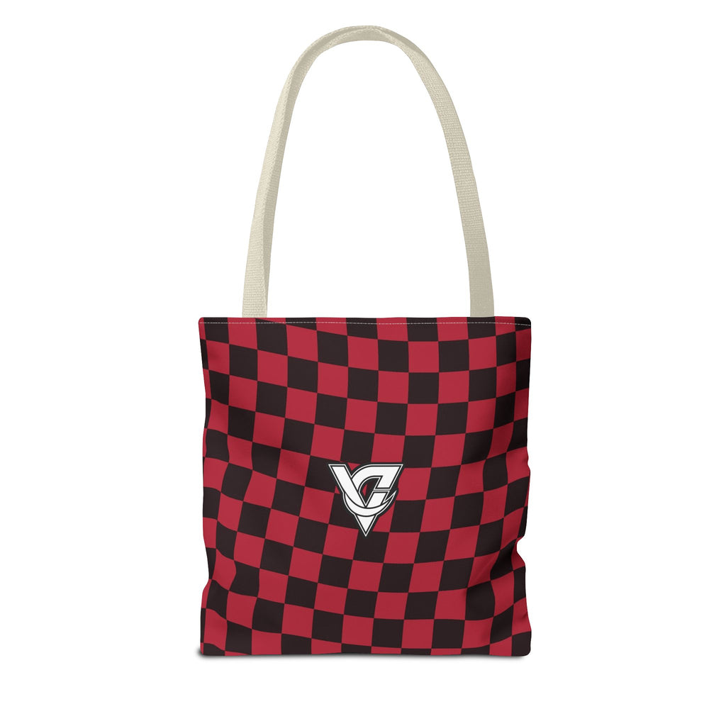 Spiced Wine Warp Check Tote Bag — All-Over Print Gym & Everyday Tote