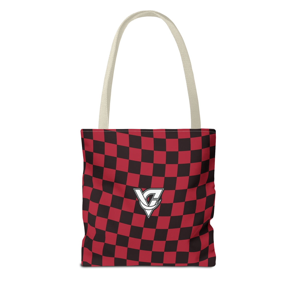 Spiced Wine Warp Check Tote Bag — All-Over Print Gym & Everyday Tote