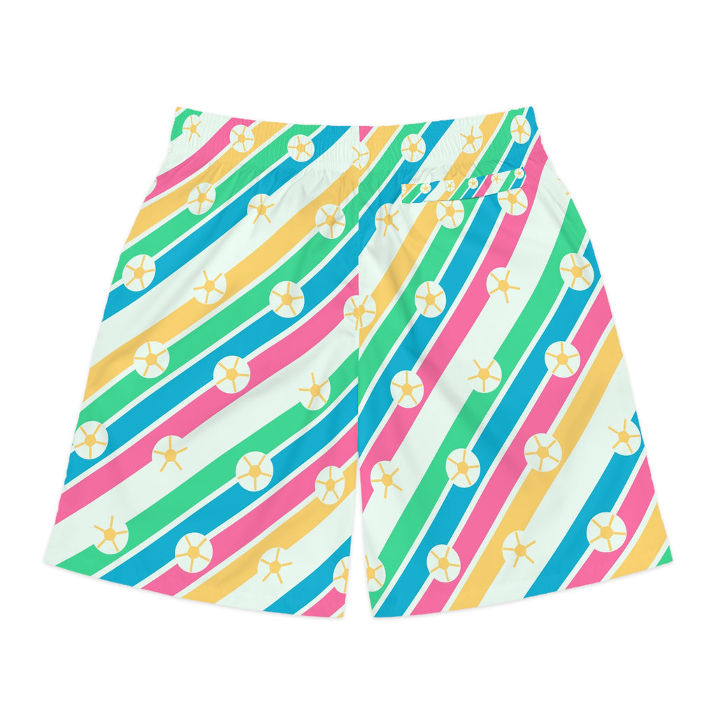 Soccer Mint Sorbet Stripe Surge Men's Athletic Shorts with Pockets